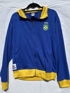 Brazil Jacket Mens Large Blue Yellow 2010 FIFA World Cup South Afrika